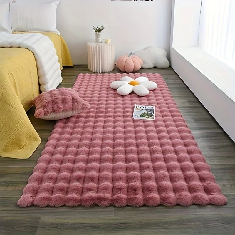 Rabbit Fur Area Rug – Soft, Thick, Non-Slip, Waterproof, Machine