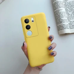 Candy Case: Anti - Knock Soft Liquid Silicone Back Cover for Vivo V29 5G (Yellow)