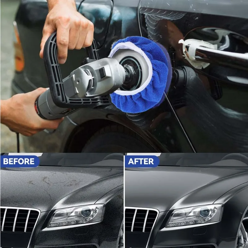 5-10 Inches Car Waxing Polishing Sleeve Microfiber Polisher Pad Wash Buffer Waxing Sleeve Auto Body Care Cleaning Accessories 2