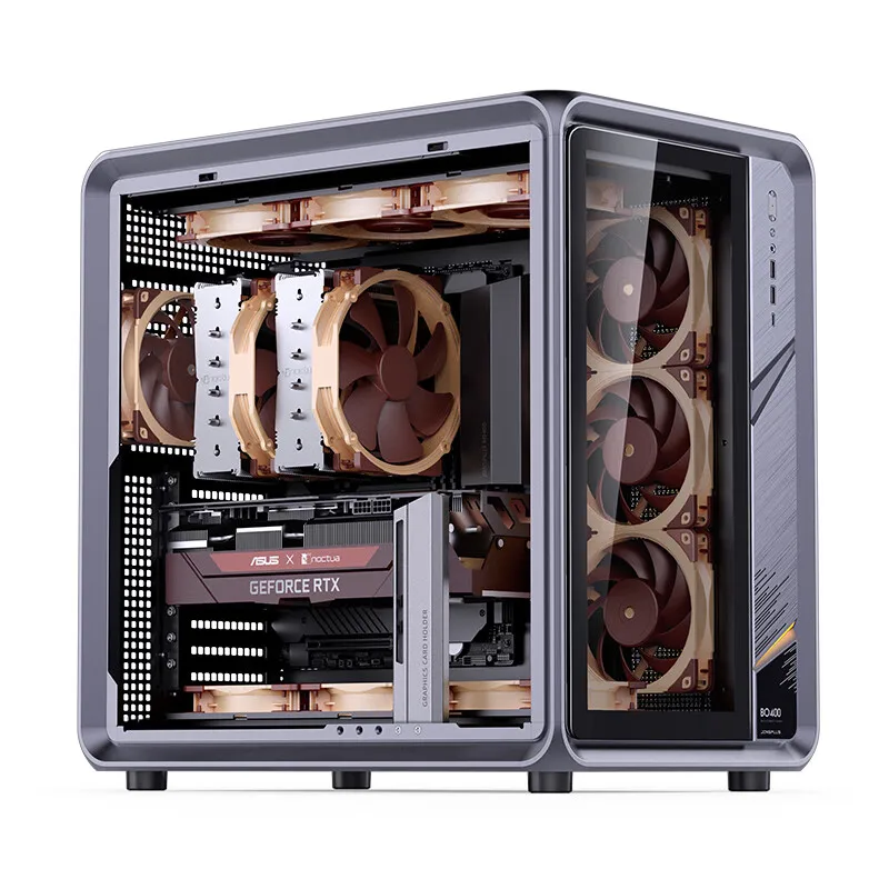 존스보 BO400 ATX 컴퓨터 케이스 알루미늄 시뷰룸 섀시 10개 팬 슬롯 컴퓨터 게임 메인 케이스 백보드 투시형 PC