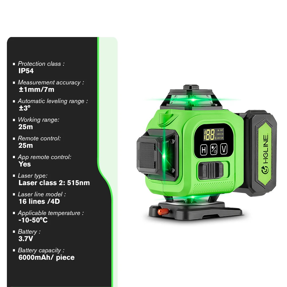 16 Lines Laser Level APP Remote Control Horizontal Vertical Levels Machine Power