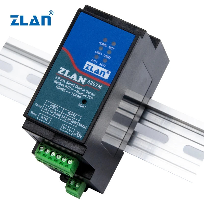 ZLAN5207M RJ45 serial modbus tcp ethernet iot rs485 gateway