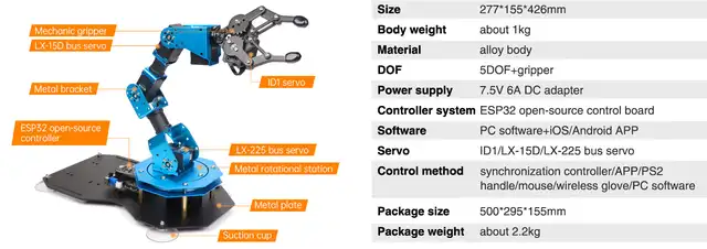 Hiwonder Maxarm Hiwonder XArm ESP32 Robotic Arm Open Source Robot
