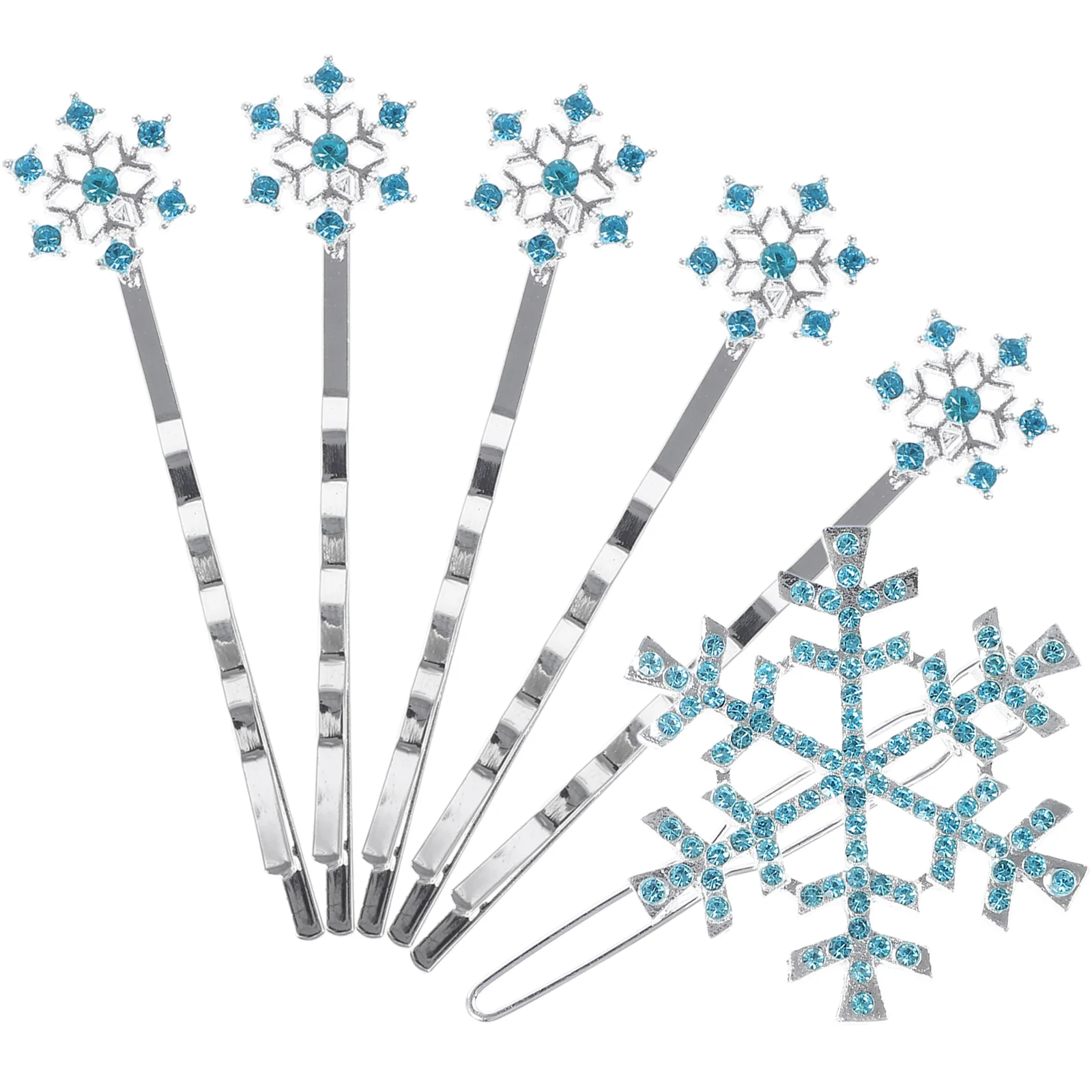 

6 Pcs Snowflake Hair Pins Rhinestone Bobby Winter Kids Clip Children Clips Bride