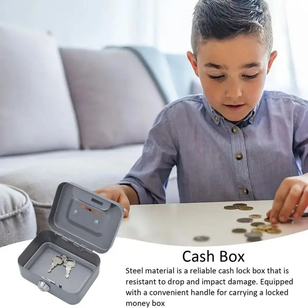 Safe Box Money Safe Box Lockable Cash Box With Key Portable Piggy Made Of Metal Small Security Lock Sturdy Coin Boxes For Kids