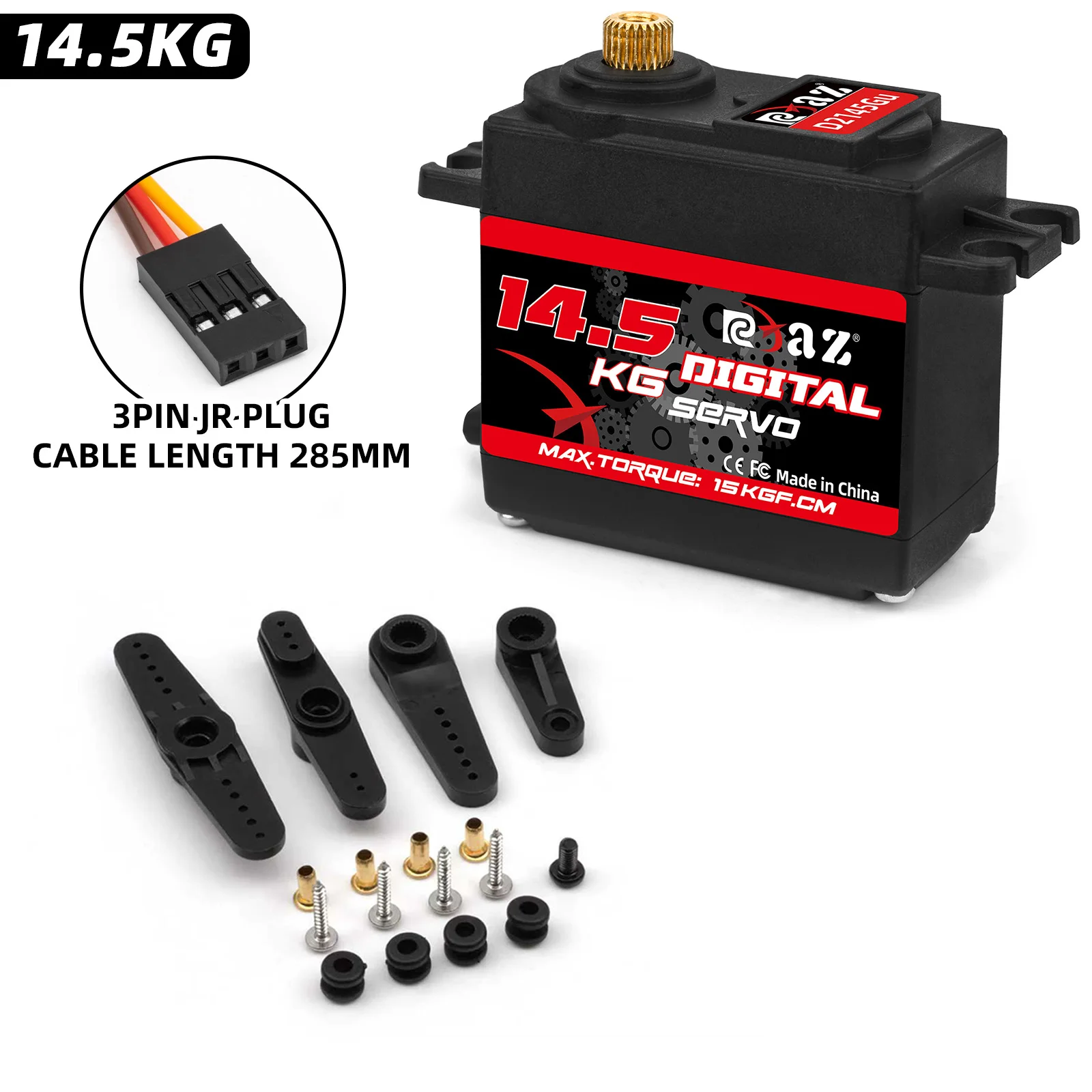 Servo de direction étanche 25KG pour bateau RC fixé sur un support de démonstration