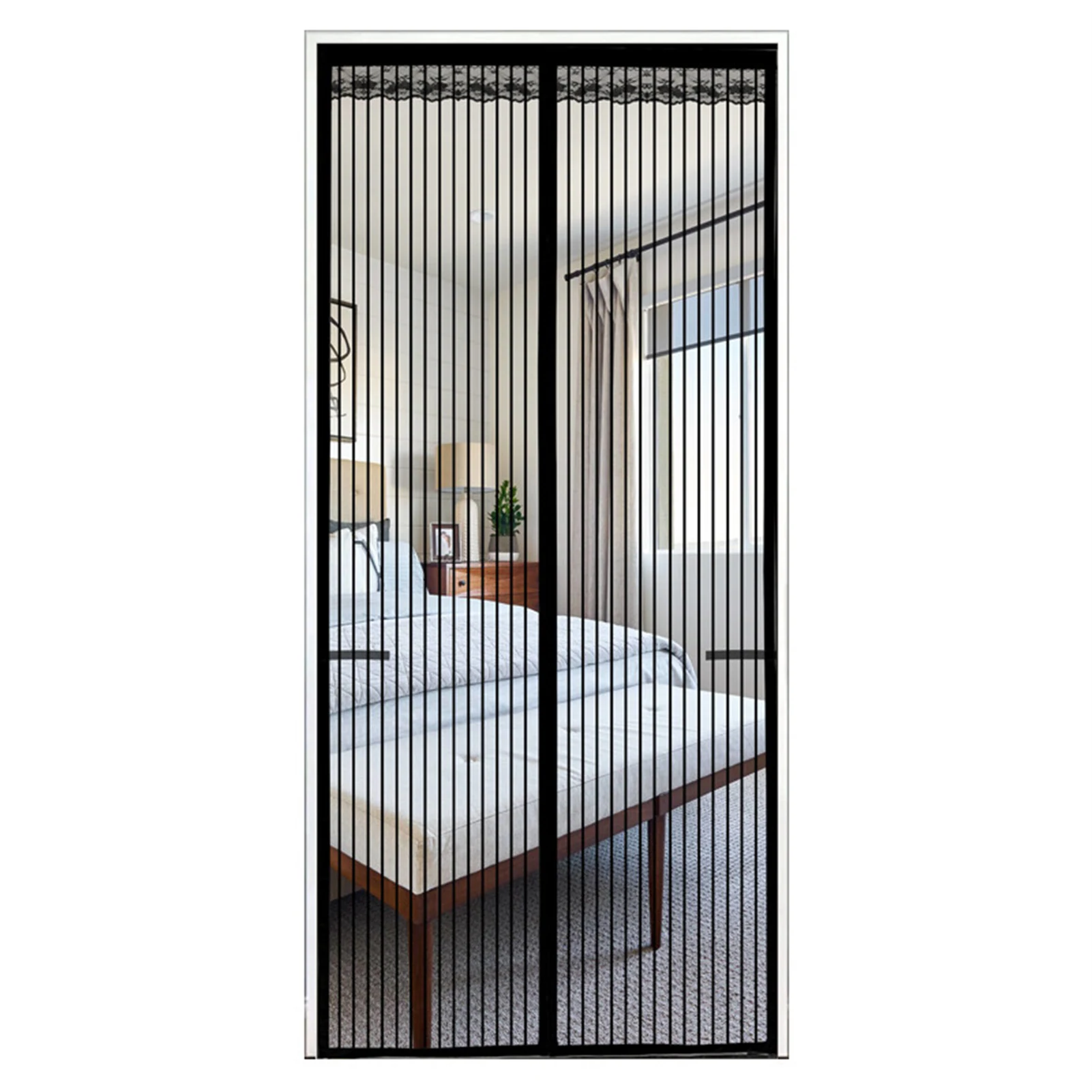 

Summer Magnetic Screen Door Curtain, Magnetic Screen Door, Self Sealing Hands-Free Room Door Mesh Kitchen Sticker Door Curtain