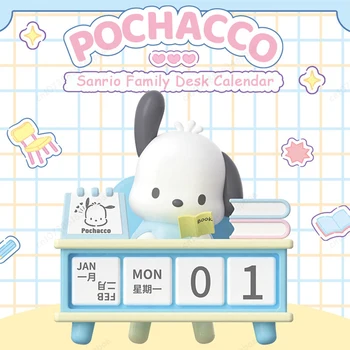 MINISO Sanrio Kuromi Pochacco Desk Calendar Series Kawaii Action Figures Model Collectible Office Desktop Ornaments Kids Gifts 2