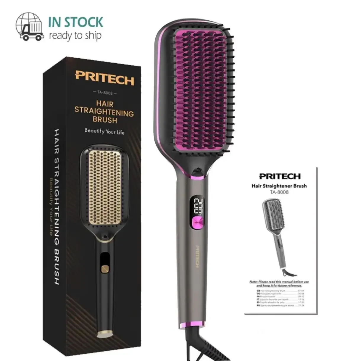 Special straight hair splint for portable straight hair comb digital display negative ion straightener