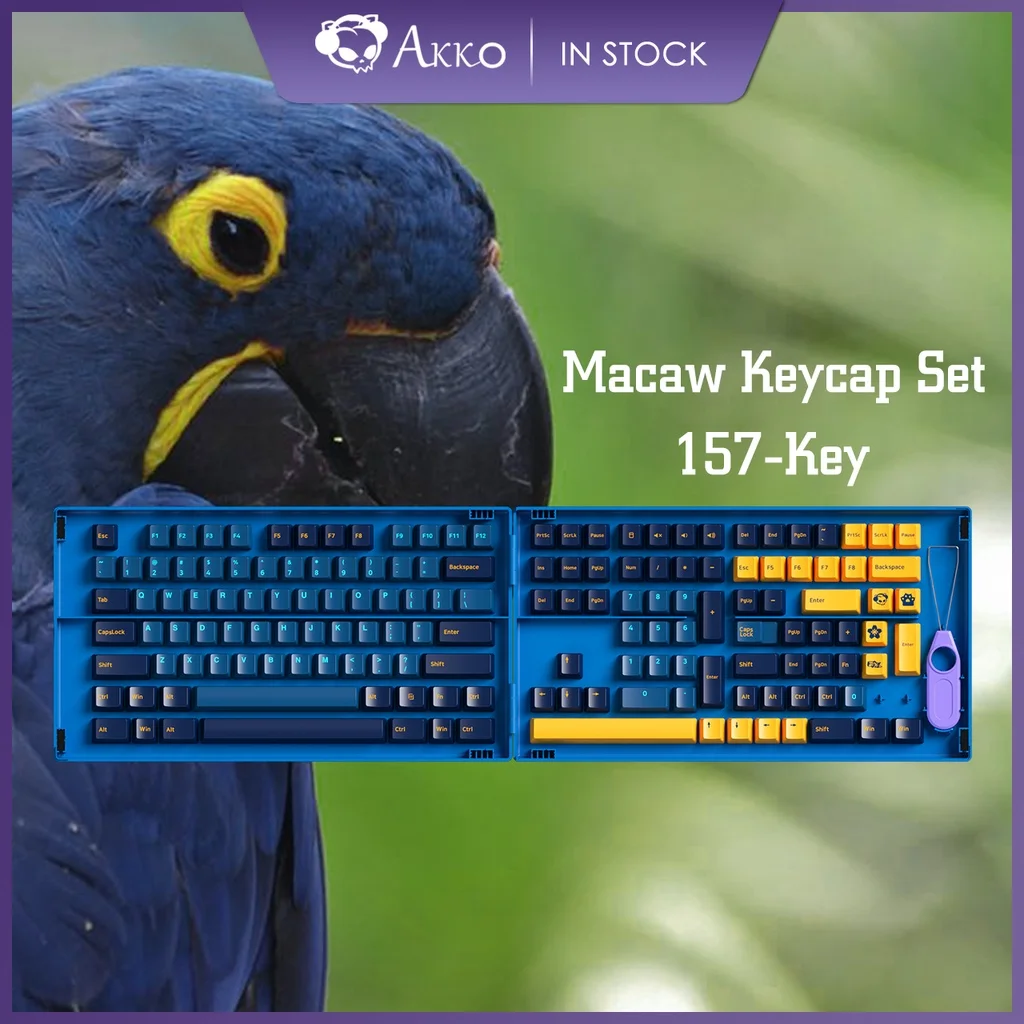 Akko Macaw Keycap Set 199-Key Cherry/ASA Profile Full Keycaps PBT 