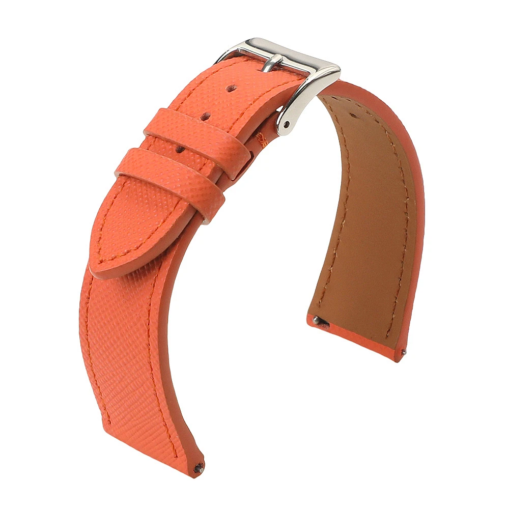 Vintage Stitched Saffiano Leather Watch Strap – Premium Quick Release Watchband