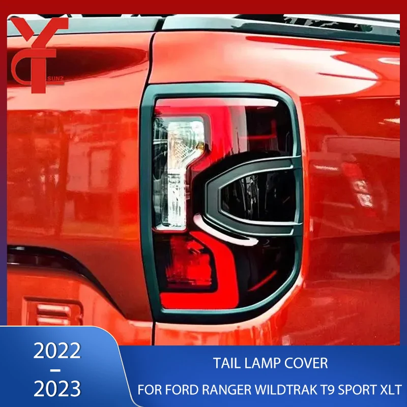 ABS Rear Bumper Tail Light Cover Decorative Frame For Ford Ranger Wildtrak T9 Sport XLT 2022 2023 Rear Lamp Hood Accessories