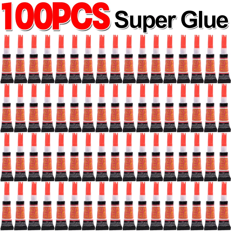 Super Glue 100x Liquid Super Glue Wood Rubber Metal Glass Cyanoacrylate Adhesive Stationery Store Nail Gel 502 Instant Strong Bond Leather