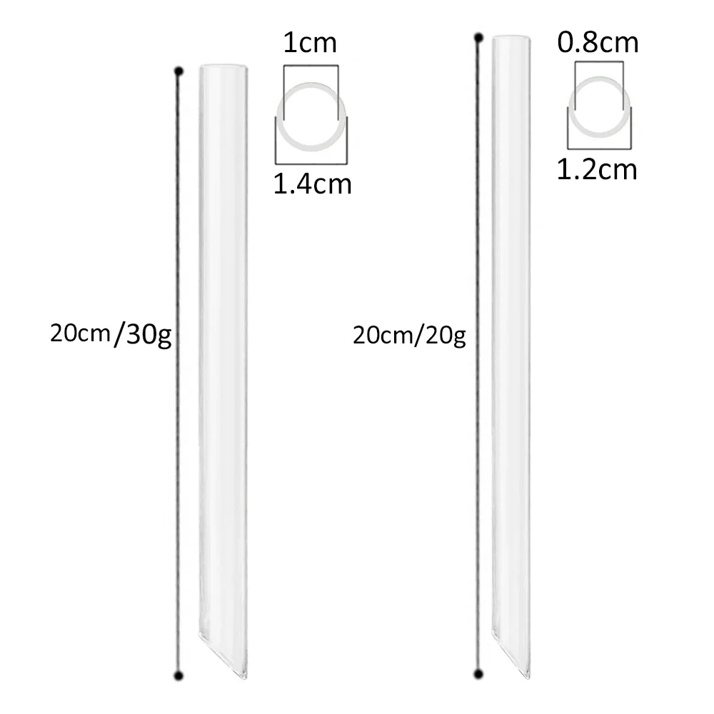 Glass Straw Set Drinking Straws Cocktail Accessories 12/14mm Sharp Glass Straw High Borosilicate Reusable Drinking Straw Set