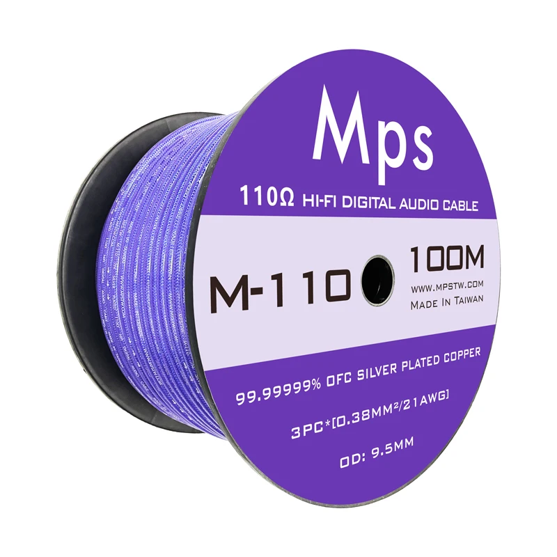 Аудиокабель hi-fi MPS M-110 7N OFC, посеребренный, 110 ом, для декодирования коаксиального кабеля AES/EBU или балансирующего кабеля XLR