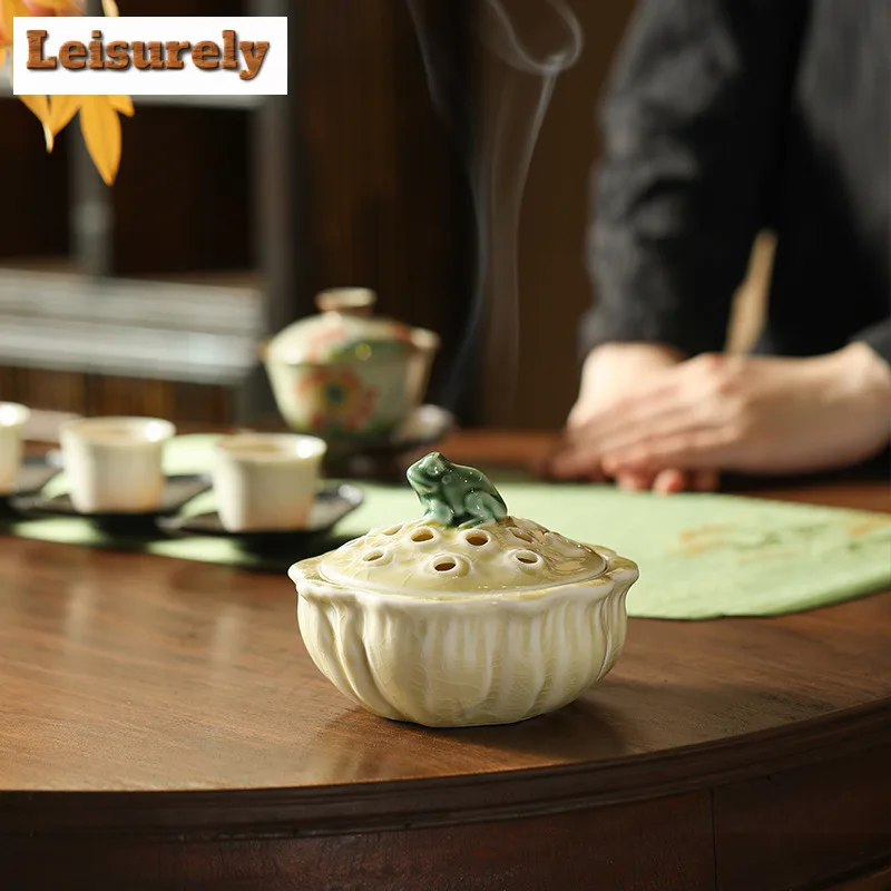 Lotus Pond Frog Fun Incense Holder Zen Garden Incense Burners Consecrate Scented Aromatic Candles Censer Indoor Craft Supplies