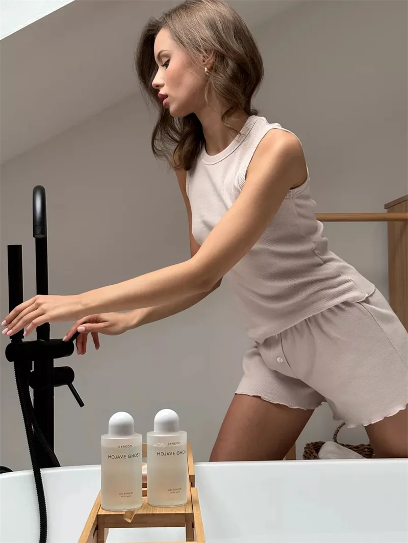 Casual Solid Ribbed Knit Lounge Set Womens Sleeveless Tank Top and Lettuce Hem Shorts Two Piece Summer Pajama Outfit Homewear