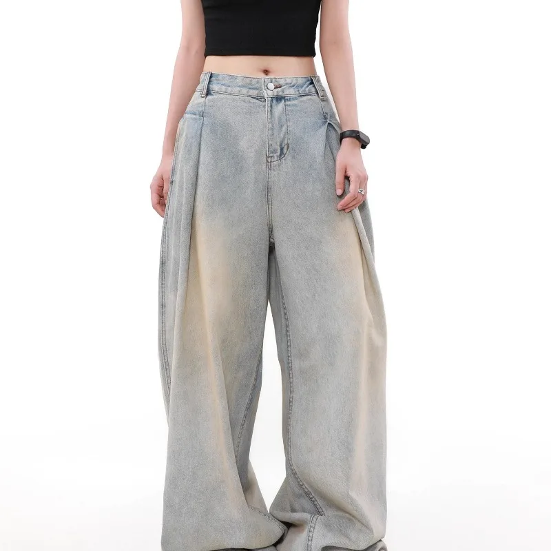 Y2K Harajuku Gradient Vintage Washed Baggy Jeans Women Streetwear Punk Hip Hop Loose Casual Joker High Waist Wide Leg Denim Pant 4