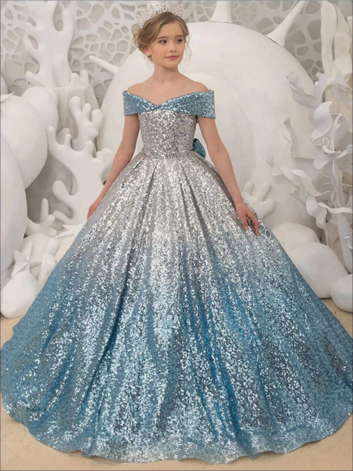 

Sparkle Mini Quinceanera Dresses Mexican Ball Gown Sequins Bow Flower Girl Dresses For Weddings Pageant Dresses Kids Baby