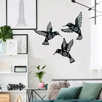 New Iron Bird Metal Hummingbird Wall Art Decoration Home Garden Decoration Hollow Sculpture Wall Statue Ornament Yard Lawn Decor