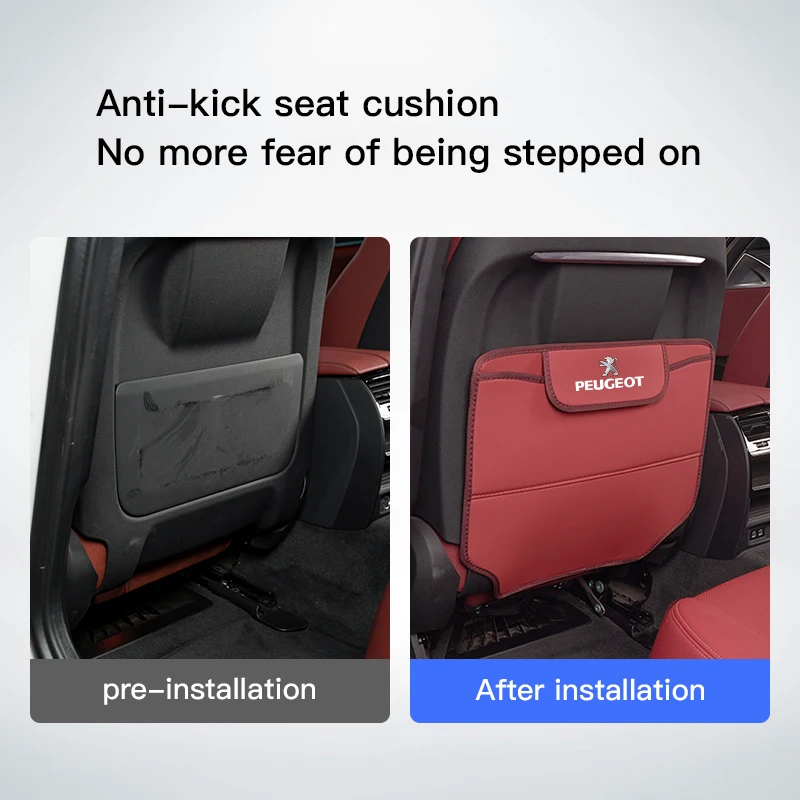 PU Leather Car Seat Backrest Child Anti-Kick Pad For Peugeot 307 206 106 208 407 207 301 406 308 807 508 408 107 205 108 607