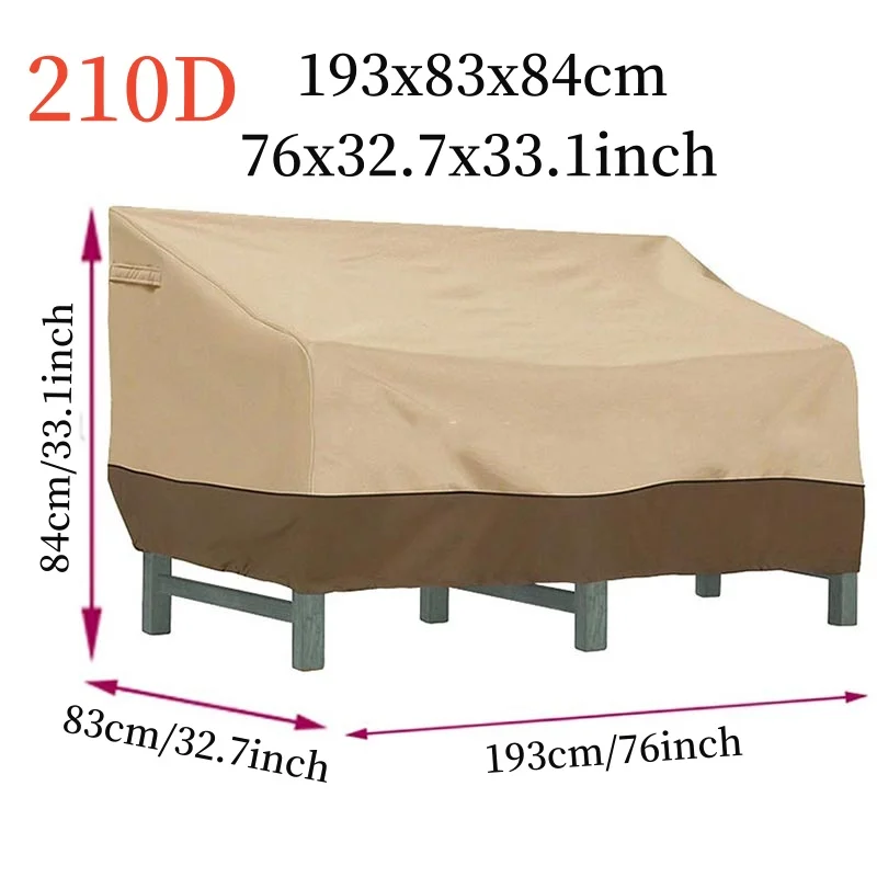 210D Outdoor Waterproof Chair Sofa Cover,Beige Coffee Color Furniture Cover,Garden Park Patio Benchs Table Rain Protector Cover 5