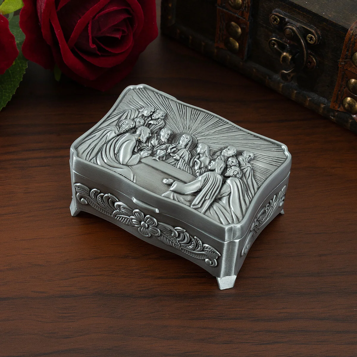 European retro metal crafts Last Supper jewelry storage box creative storage jewelry gift collection box relic mini storage boxes