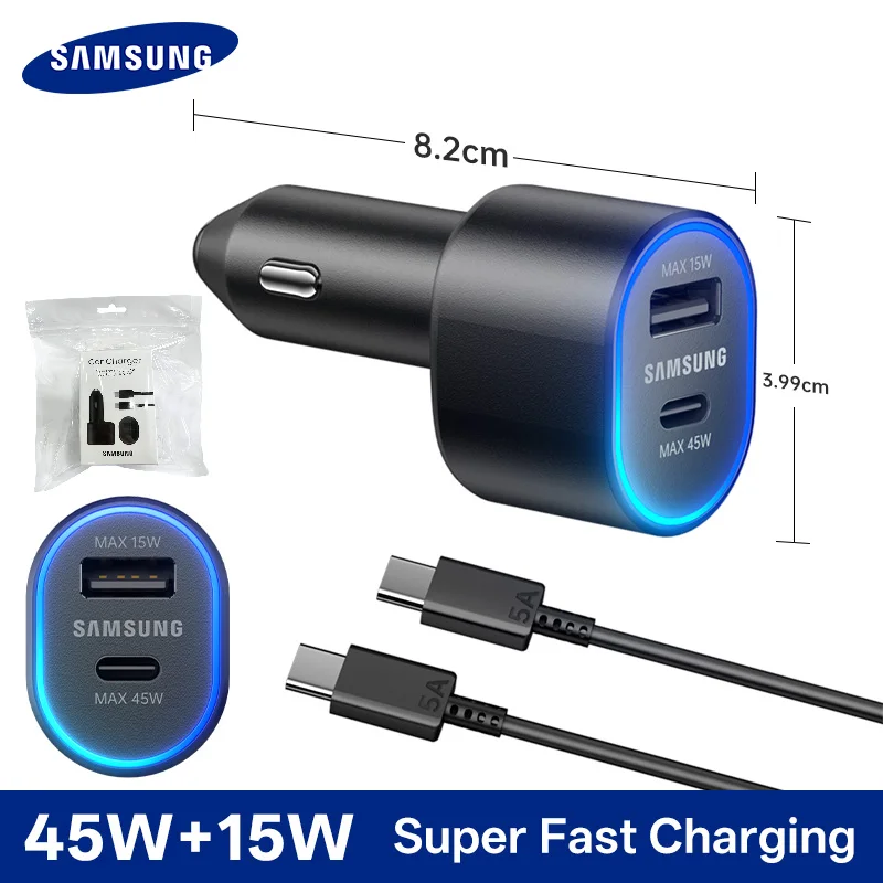Samsung Car Charger 45w Original Super Fast charger Type C Samsung Galaxy S26 S25 S24 Ultra Plus S23 S22 S21 FE A37 A35 A17 A26