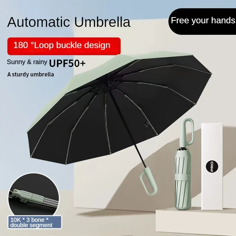 Windproof Umbrella 30 Bones 105CM Reinforced Automatic Folding with Buckle Handle Waterproof For Men