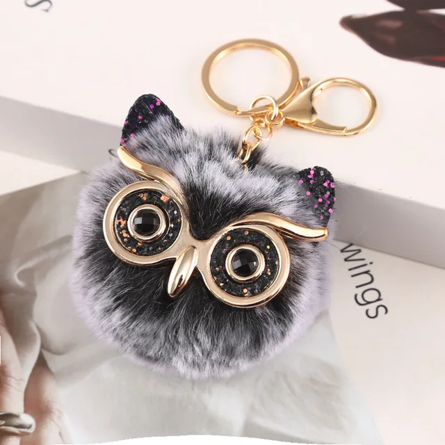 Multicolor Owl Plush Keychain Imitation Rabbit Fur Ball Bag Pendant Plush Toy Car Pendant Ladies Shoulder Bag Owl Pendant Key 2