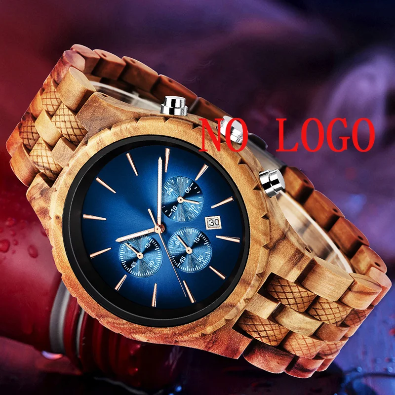 Men Watch Men's Wood Man Quartz Wristwatches Luminous Male Watch Chronograph Personalized Custom Logo Carved Watch Relogio 3