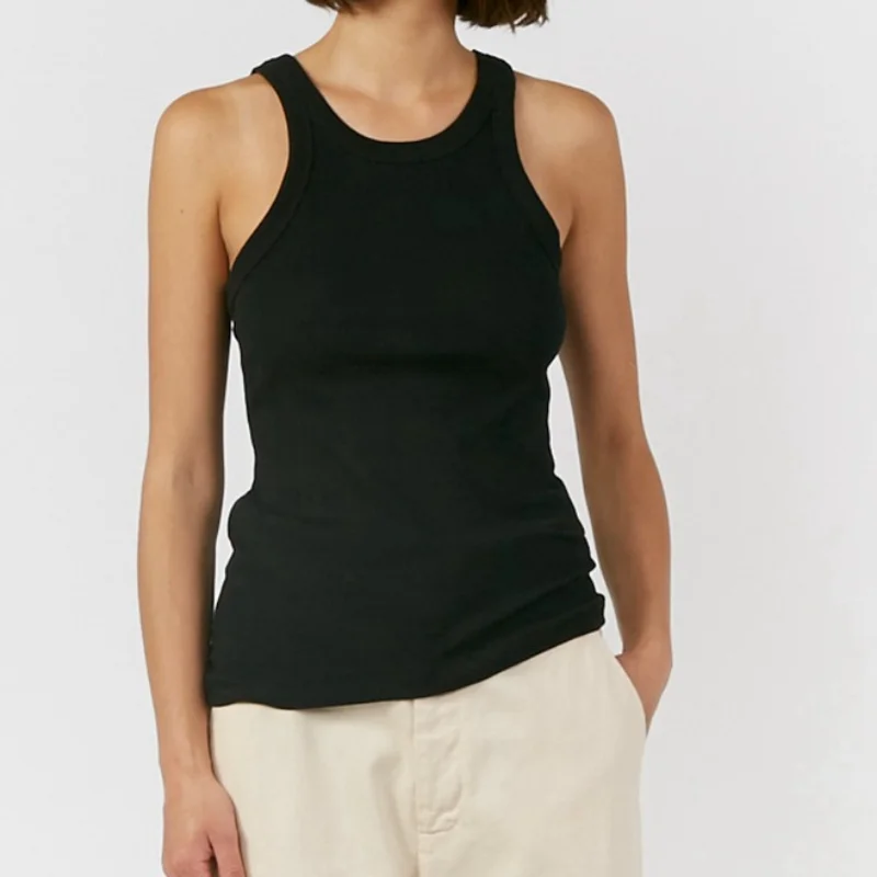 

2023 Spring and Summer Women Tops Commute Leisure All Slim Fit Halter Cotton Vest Woman
