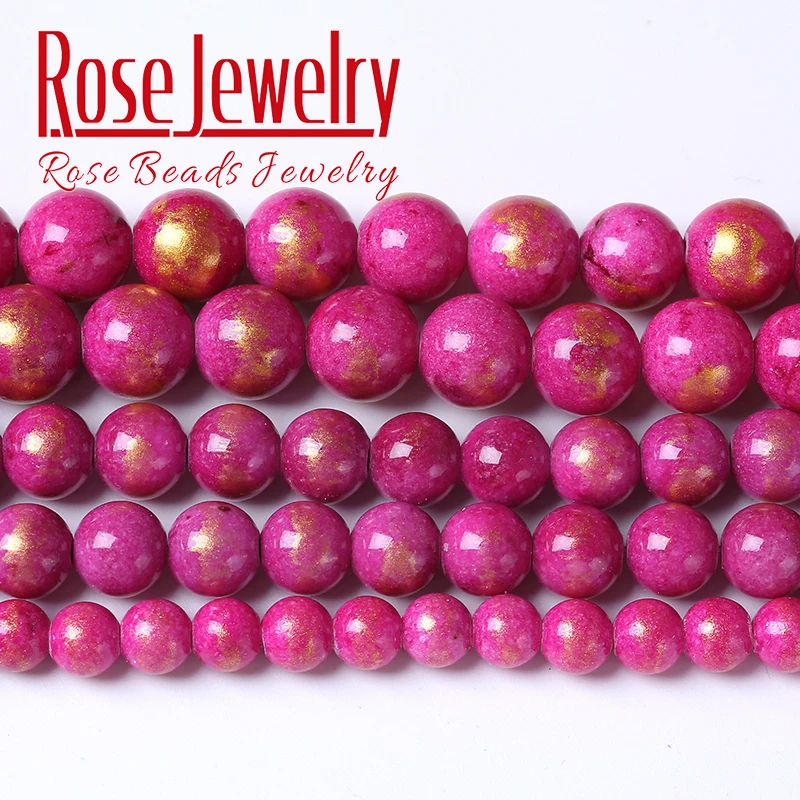 

Natural Magenta Lapis Lazuli Color Jades Stone Round Loose Beads For Jewelry Making Spacers Beads DIY Bracelet Necklace