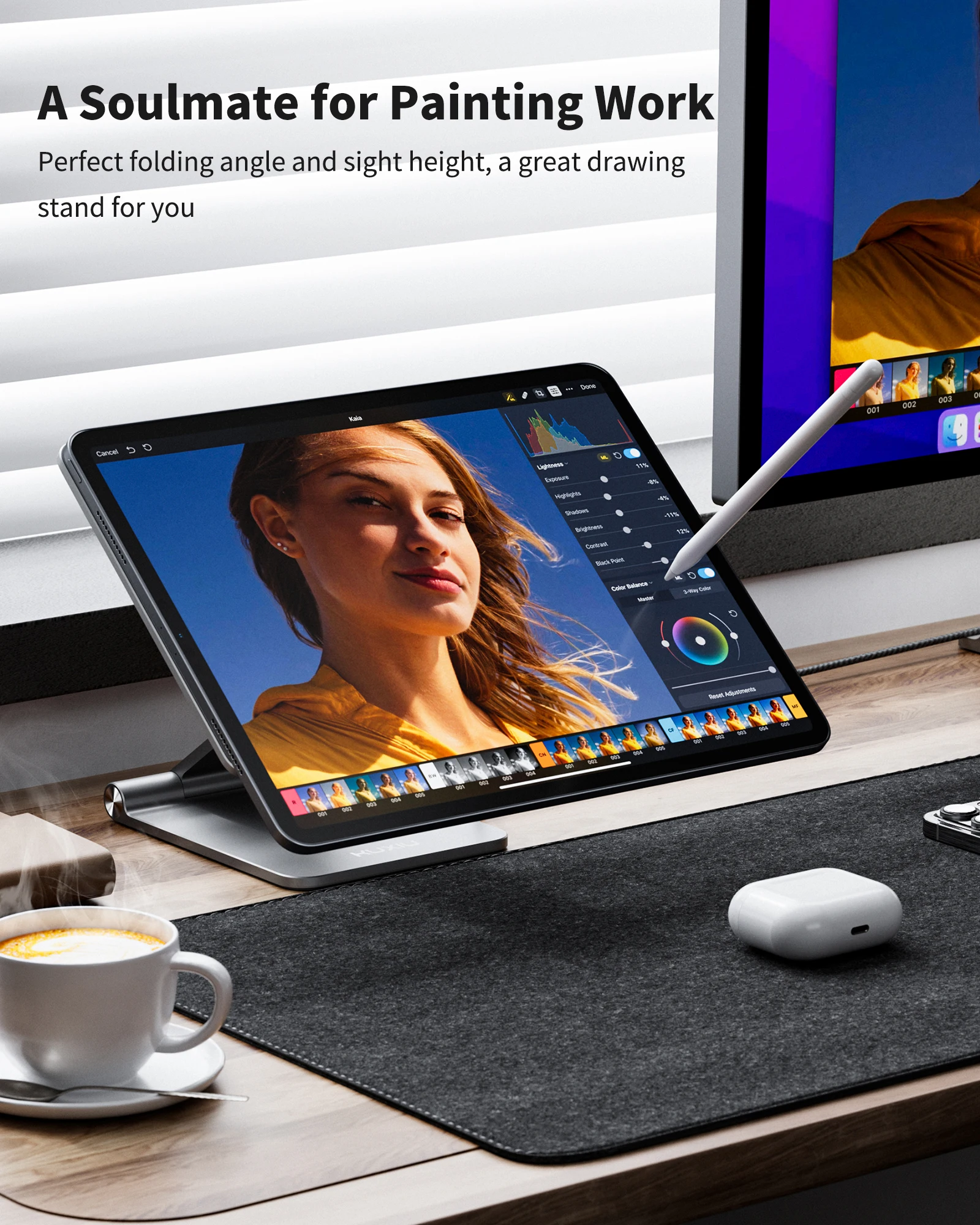 KUXIU Magnetic Charging Stand for iPad Pro 11/13 inch M4(2024), Foldable Aluminum Alloy Tablet Holder with 1M USB C Cable 6