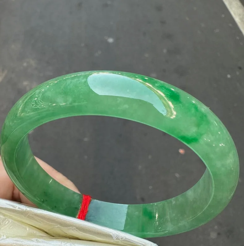 Real Nature Grade AAA Emerald green Burmese Jade jadeite bracelet bangle 57mm 5
