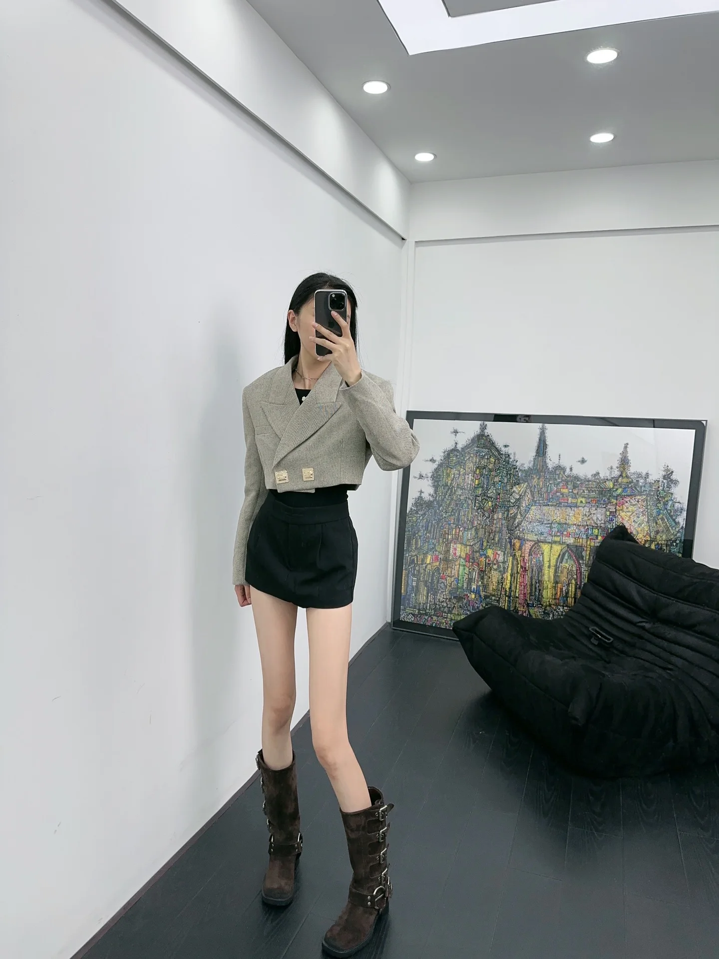 

2023 Autumn/Winter Fashion New Women's Clothing Metal Buckle Short Coat 0905