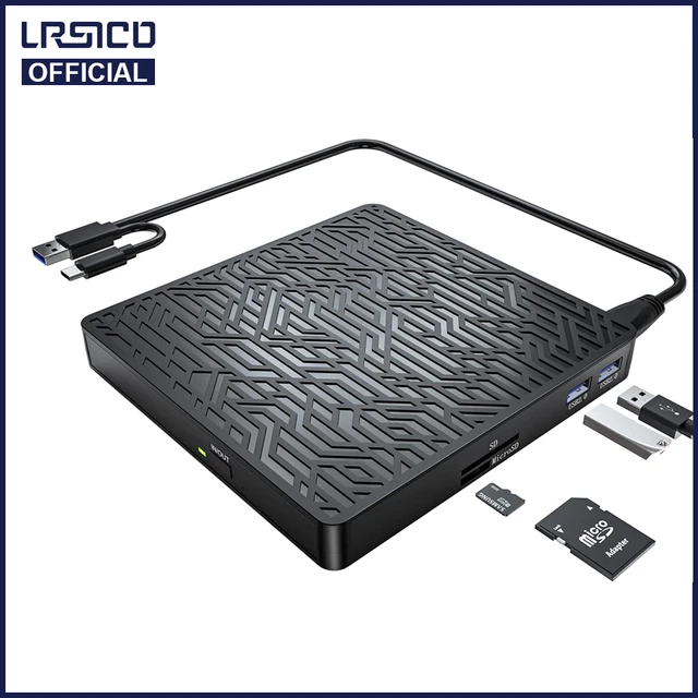 External CD/DVD Drive USB 3.0 TypeC CD DVD Writer With SD/TF & USB