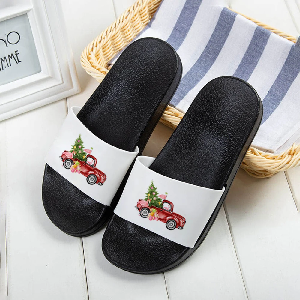 

Christmas Style 2022 Print Beach Shoe Women Slippers Designer Slides Sandal PVC Home Shoes Slippers for Woman Christmas Elk Cute
