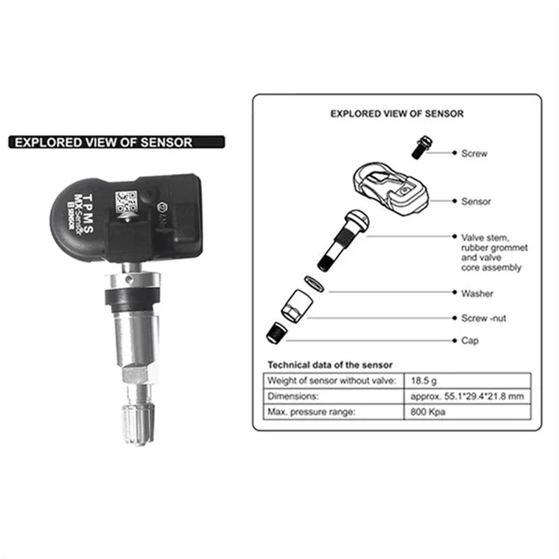รูปสินค้า เซ็นเซอร์ TPMS ตรวจวัดยางรถยนต์ 2 ชิ้น รองรับเครื่องมือช่าง