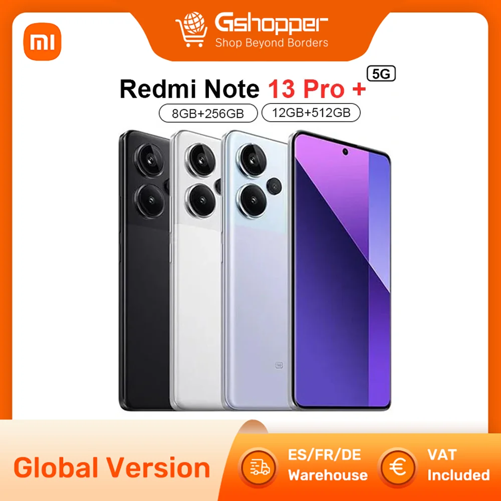 Versione Globale Xiaomi Redmi Note 13 Pro Plus 5G Smartphone 120W Hypercharge Mediatek Dimensity 7200-Ultra 200Mp Ois Camera Nfc