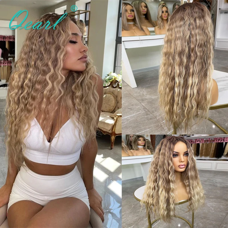 New Curly Wigs Human Hair 13x6 Lace Frontal Wig for Women Full Lace Wigs Medium Brown Blonde Color HD Top Sale Natural Wig Qearl