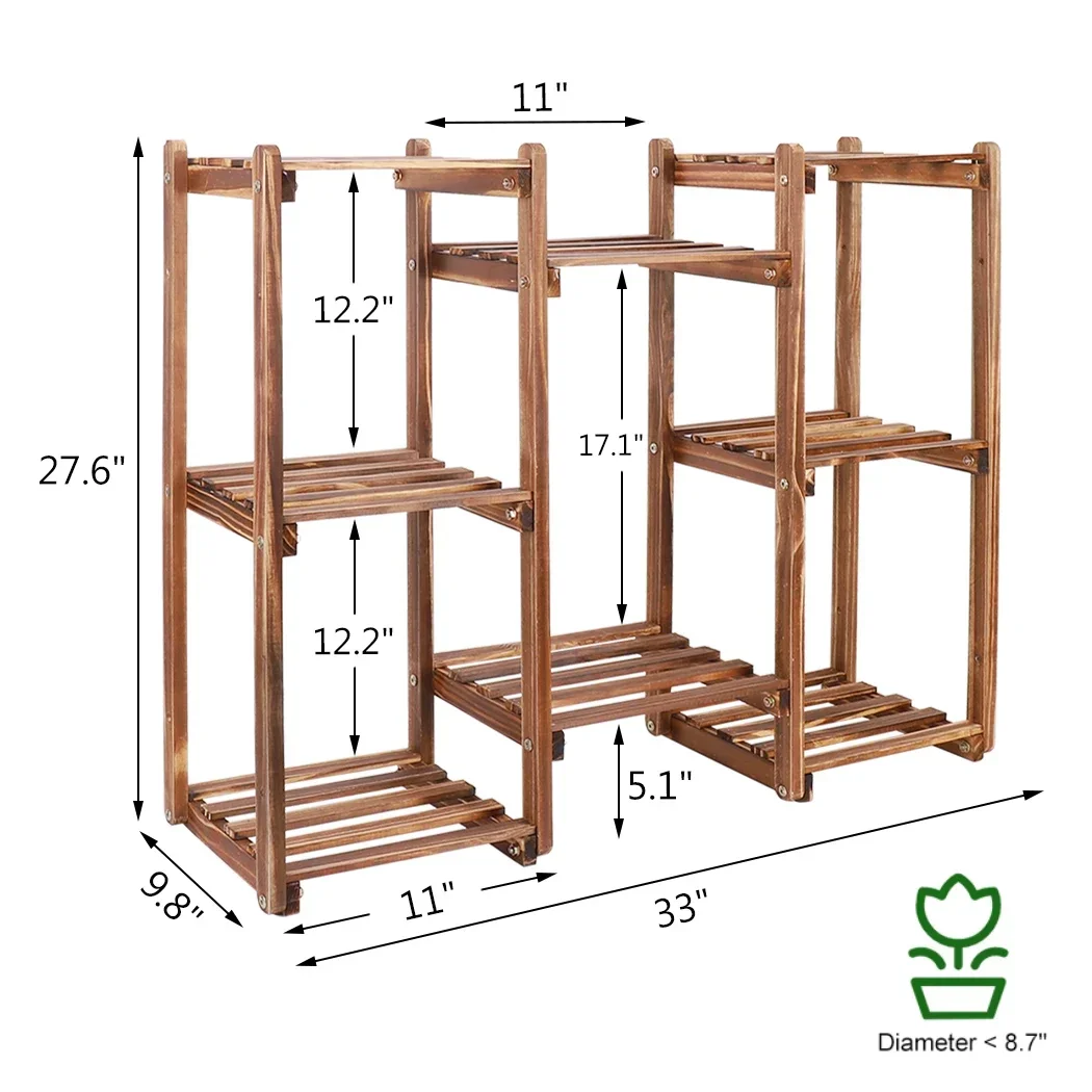 8 Tiers Garden Plant Patio Stand Flower Shelf Rack Indoor Outdoor