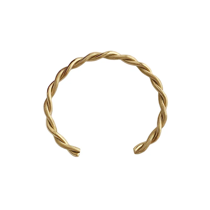 Bangle Bracelet Stainless Steel Bracelet Trendy Charm Cuff Twist Bracelets Opening Bangles For Women Gold Color 316L Stainless Steel Wire Thin Simple