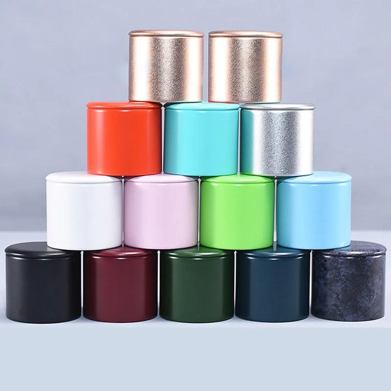 Small Metal Sealed Tea Tin Box Round Tinplate Portable Travel Tea Container Coffee Spices Sugar Storage