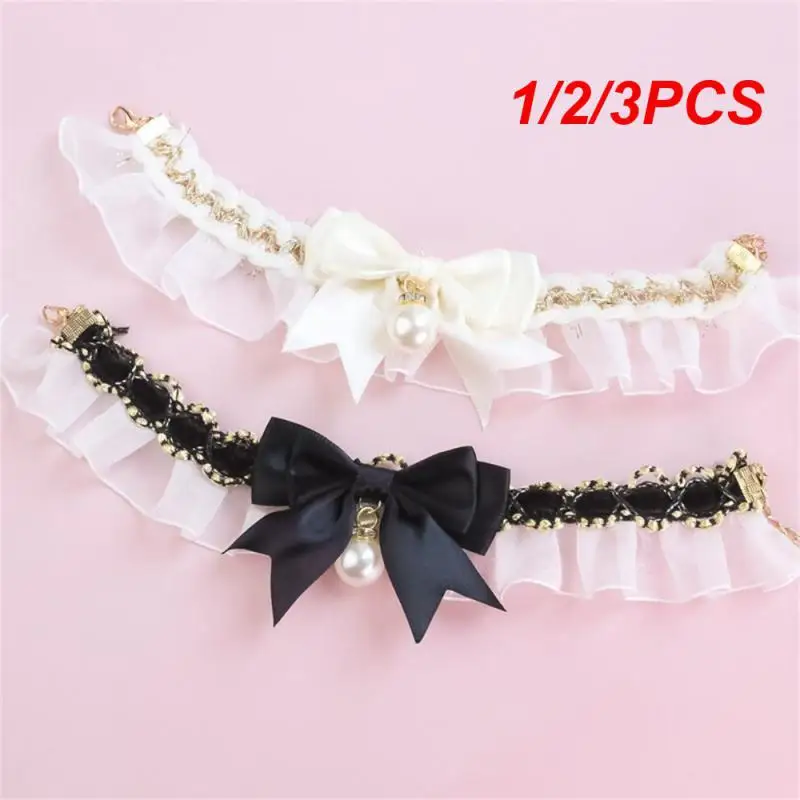 

1/2/3PCS Cat collar cute lace bow pet dog cat collar adjustable cat necklace jewelry Sweet neck decorative pet accessories Pet