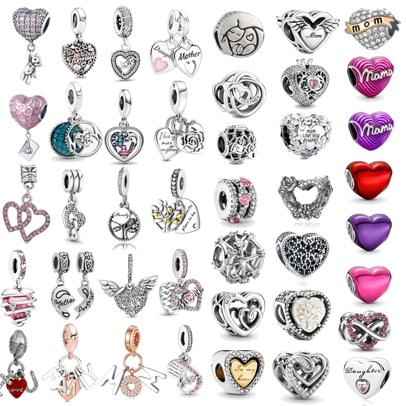 

2Pcs DIY Mother Gift LOVE Mom & Mama Charms Beads Pendents Fits Pando Bracelets Necklace For Women Jewelry Making Gift