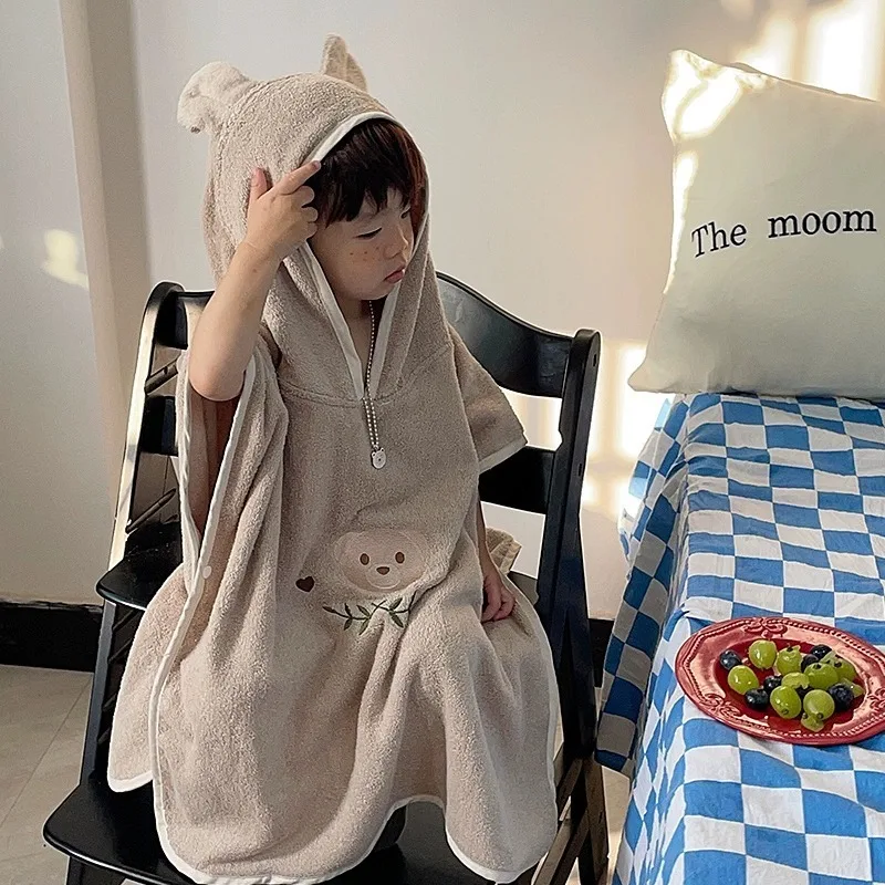 Children's Towel Cloak Cotton Absorbent Bathrobe Cute Cartoon Home Beach Bath Towel 60x85cm