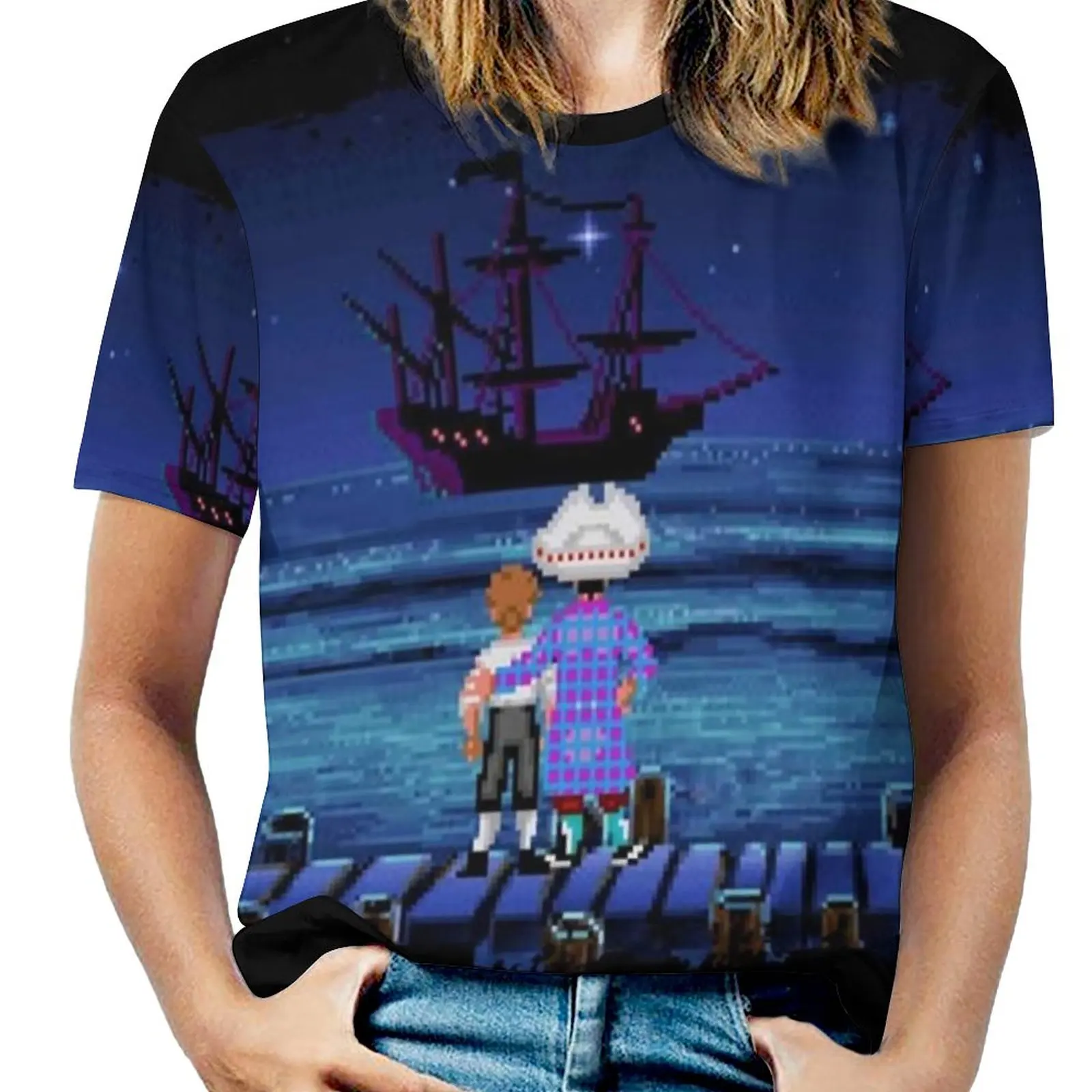 Guybrush & Stan ( Monkey Island ) Fashion Print Women Ladies Girls T-Shirt Harajuku Round Neck Short Sleeve Tops & Tees