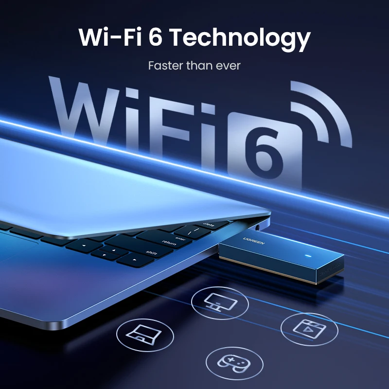 Ugreen Ax1800 Wifi Adaptador Wifi6 Usb3.0 5g & 2.4g Dupla-faixa Usb Wifi para Windows 11 10 Wifi Antena Usb Ethernet Placa de Rede - Imagem 2