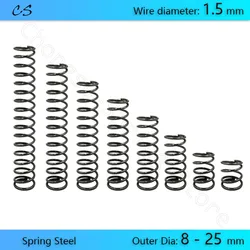 5PCS 1.5 mm Compression Springs Pressure Spring Wire Dia 1.5 mm Outer Dia 8 9 10 11 12 13 14 15 16 17 - 25mm Length 15 - 100 mm